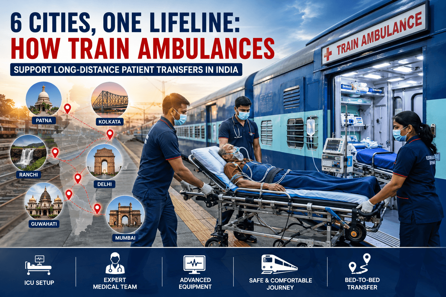 6 Cities, One Lifeline: How Train Ambulances Support Long-Distance Patient Transfers in India